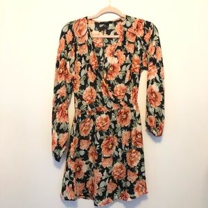 Long sleeve red floral dress